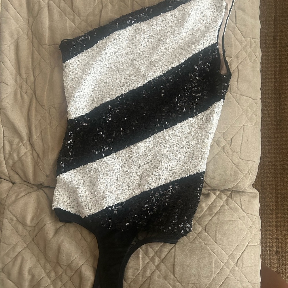 Bebe Sequin One-Shoulder Top